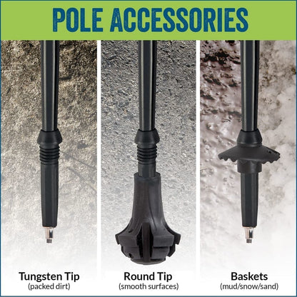 Motivator Walking Poles for Balance and Rehab - Patented Stability Grips - Lightweight, Adjustable, and Collapsible -2 Pieces Adjustable w/flip Locks, Detachable feet and Travel Bag - For Heights up to 6'2"