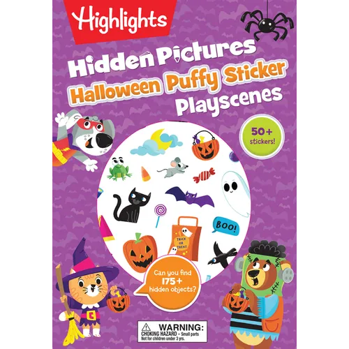 Halloween Hidden Pictures Puffy Sticker Playscenes: Halloween Activity Book for Kids 36 Featuring Over 175 Hidden Objects, 50 Reusable Puffy Stickers - Paperback