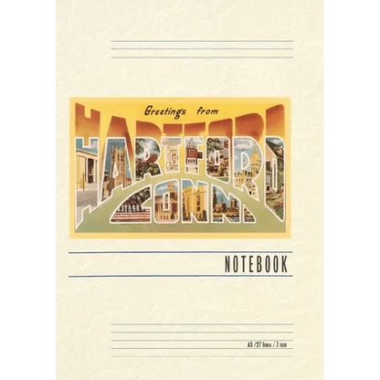 Vintage Lined Notebook Greetings from Hartford - Paperback